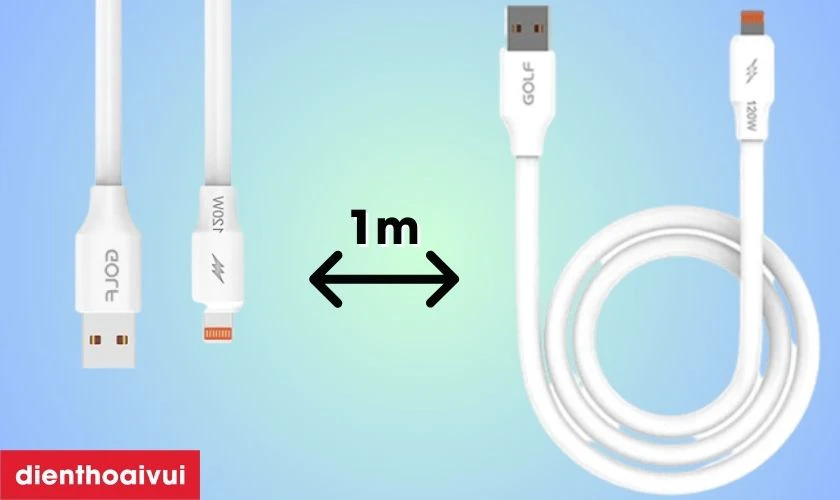 Đặc điểm của c&aacute;p sạc Golf USB-A to Lightning sạc nhanh 120W GC-98I 1M
