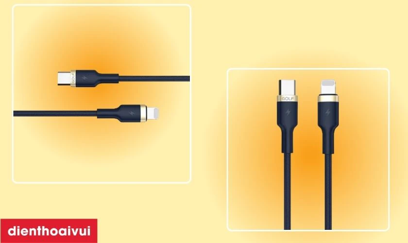C&aacute;p sạc GOLF USB-C to Lightning 2A GC-71P 1M c&oacute; chất liệu bền bỉ