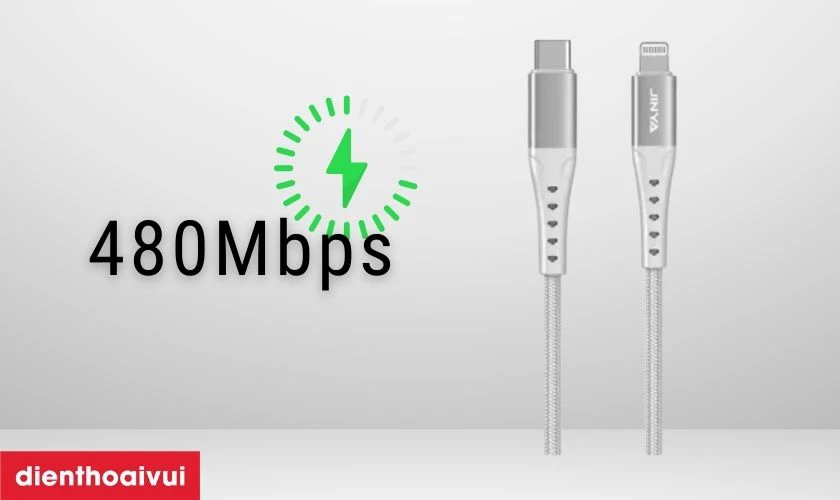 C&aacute;p JINYA hỗ trợ truyền dữ liệu tốc độ cao 480Mbps