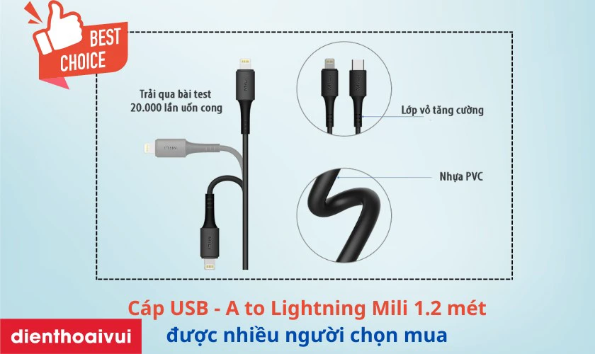 Những mẫu sản phẩm c&aacute;p sạc Mili ch&iacute;nh h&atilde;ng n&ecirc;n chọn mua