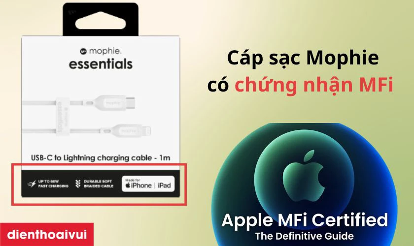 D&acirc;y sạc Mophie c&oacute; chứng nhận MFI của Apple