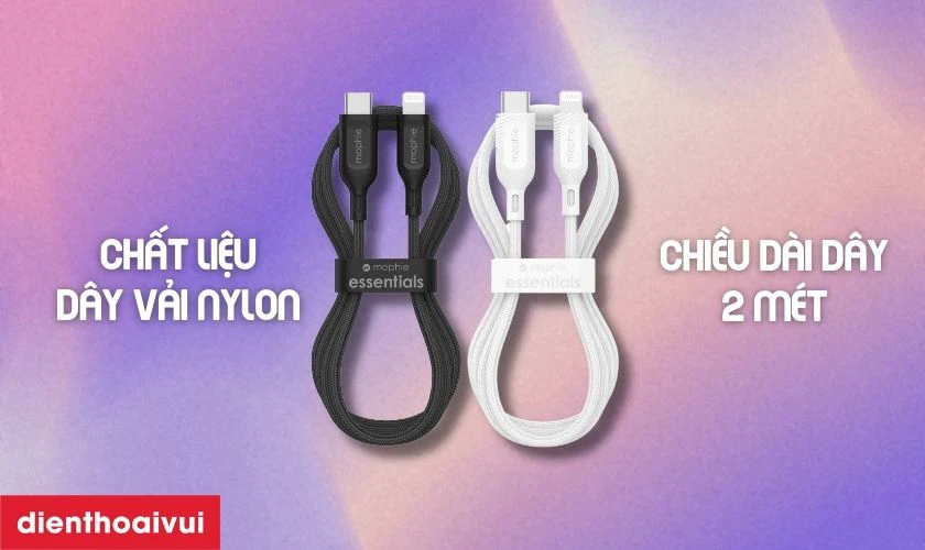 Đặc điểm của c&aacute;p sạc Mophie Essential Type-C to Lightning 2M