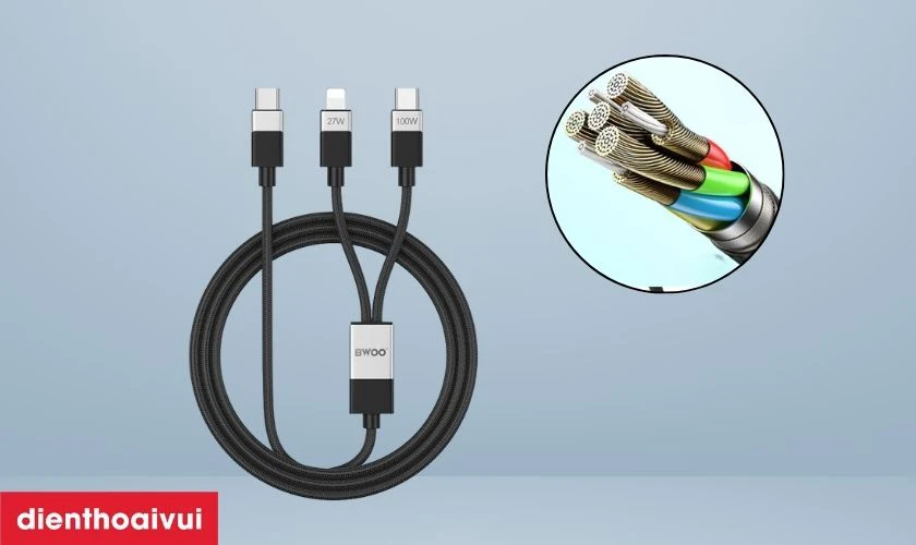 Cấu tạo bền bỉ với vỏ bện nylon v&agrave; hợp kim nh&ocirc;m