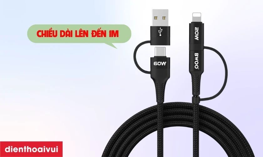 C&aacute;p sạc nhanh BWOO X212 c&oacute; độ d&agrave;i 1 m&eacute;t