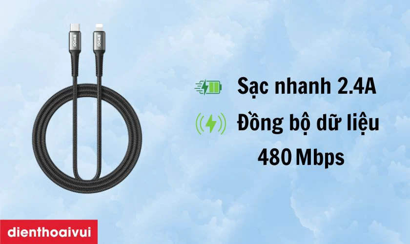Điểm cộng của c&aacute;p sạc nhanh BWOO Lightning X288L d&agrave;i 1M