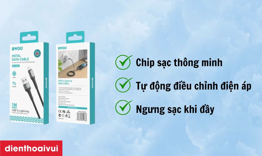 Điểm nổi bật của c&aacute;p sạc nhanh BWOO Lightning X288L d&agrave;i 1M