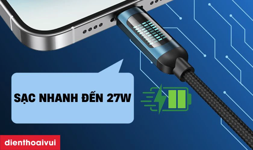 C&aacute;p sạc nhanh BWOO Type-C to Lightning 27W X305 d&agrave;i 1M
