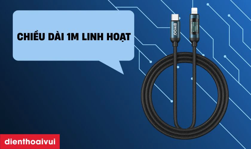 C&aacute;p sạc nhanh BWOO Type-C to Lightning 27W X305 d&agrave;i 1M tiện lợi