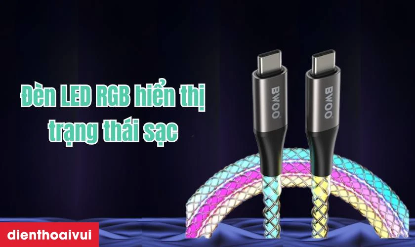 T&iacute;ch hợp đ&egrave;n LED RGB hiển thị trạng th&aacute;i sạc&nbsp;