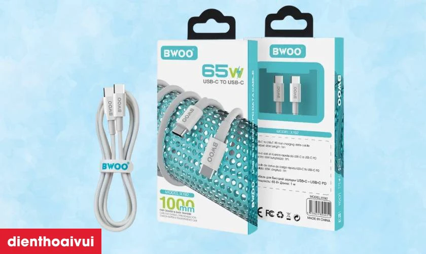 Hướng dẫn chọn v&agrave; sử dụng c&aacute;p sạc nhanh BWOO Type-C to Type-C PD 65W X192 d&agrave;i 1M an to&agrave;n
