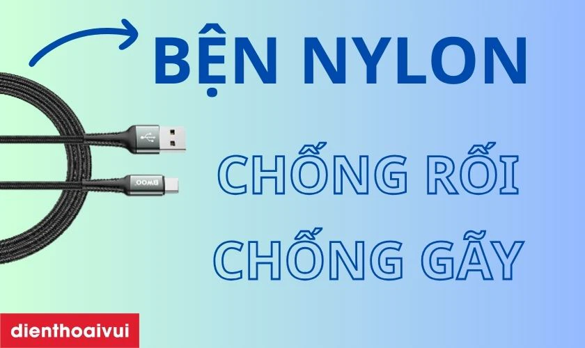 C&aacute;p BWOO Type-C X288C được l&agrave;m từ chất liệu cao cấp