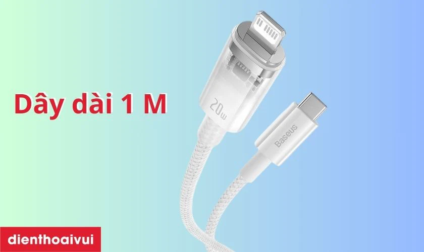 Với chiều d&agrave;i 1M, c&aacute;p sạc n&agrave;y mang lại sự tiện lợi v&agrave; linh hoạt khi sử dụng