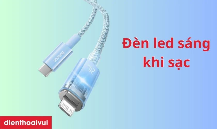 C&aacute;p sạc được trang bị đ&egrave;n LED th&ocirc;ng minh