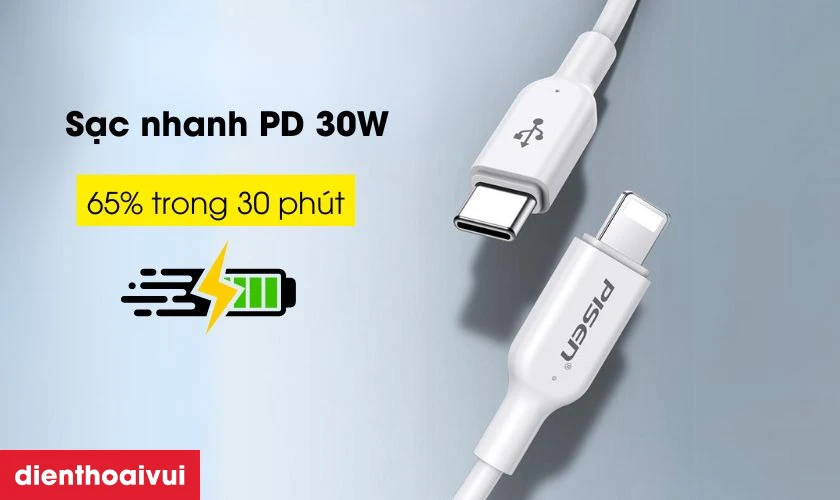 Hỗ trợ sạc nhanh c&ocirc;ng suất 30w tối ưu thời gian sạc