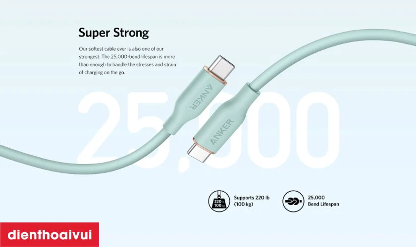 Đặc điểm của c&aacute;p sạc USB-C to USB-C Anker Powerline Flow III