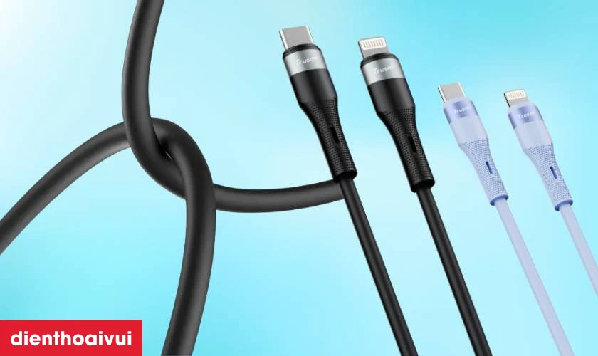 Đặc điểm nổi bật của c&aacute;p Trusmi Usb-C to Lightning Silicone PD 20w d&agrave;i 1m