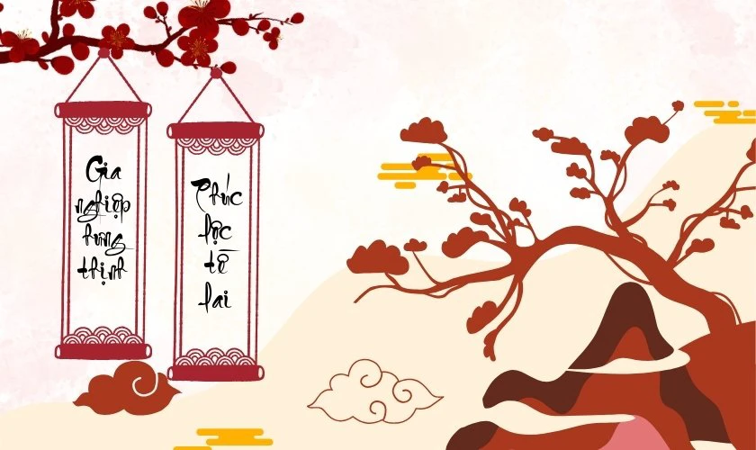 Câu đối Tết chữ Hán mang hàm ý chúc sung túc, viên mãn