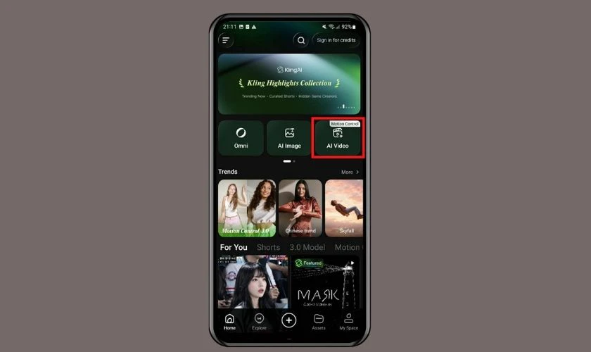 Bước 5: Nhấn vào AI Video để bắt đầu tạo