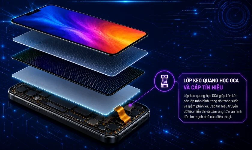 Lớp keo quang học OCA và cáp tín hiệu