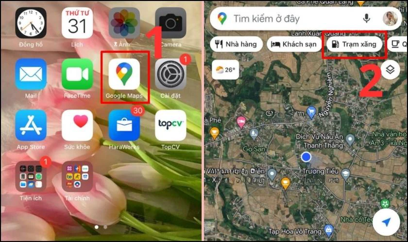 Mở Google Maps trên thiết bị điện thoại