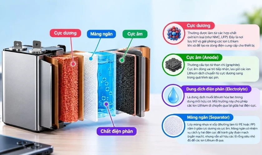 Cấu tạo chung của một cell pin