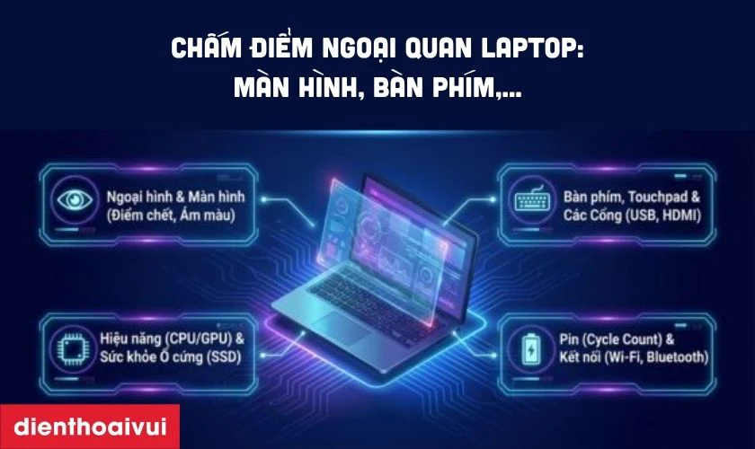 Chấm điểm ngoại quan laptop: m&agrave;n h&igrave;nh, b&agrave;n ph&iacute;m,...