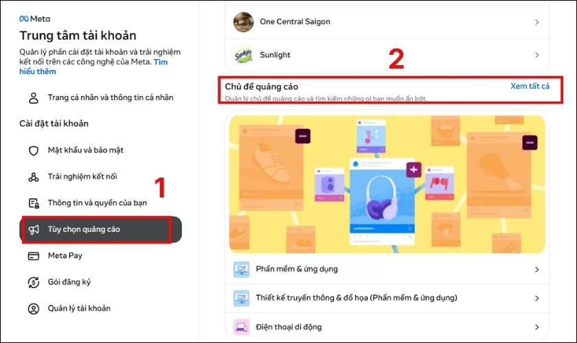 Hạn chế các chủ đề quảng cáo không quan tâm