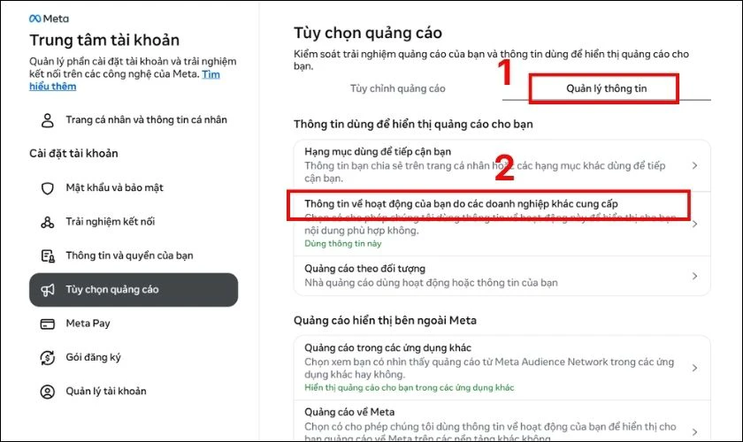Chọn Quản lý thông tin