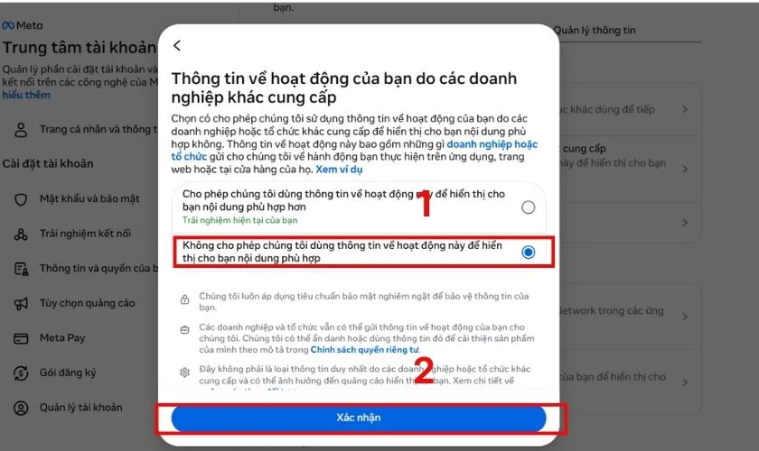 Nhấn Xác nhận
