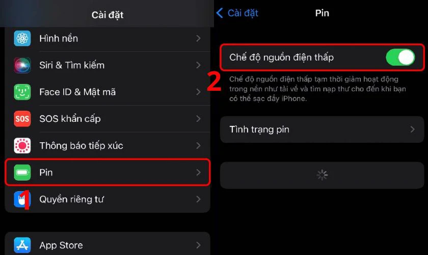 K&eacute;o n&uacute;t gạt sang phải để k&iacute;ch bật Chế độ nguồn điện thấp