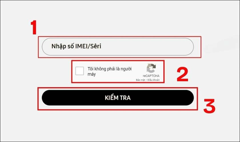 Sau đó, nhập chính xác dãy số IMEI