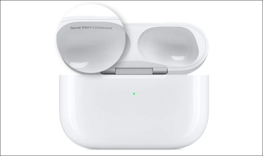 C&aacute;ch check IMEI Airpod trực tiếp tr&ecirc;n nắp hộp sạc