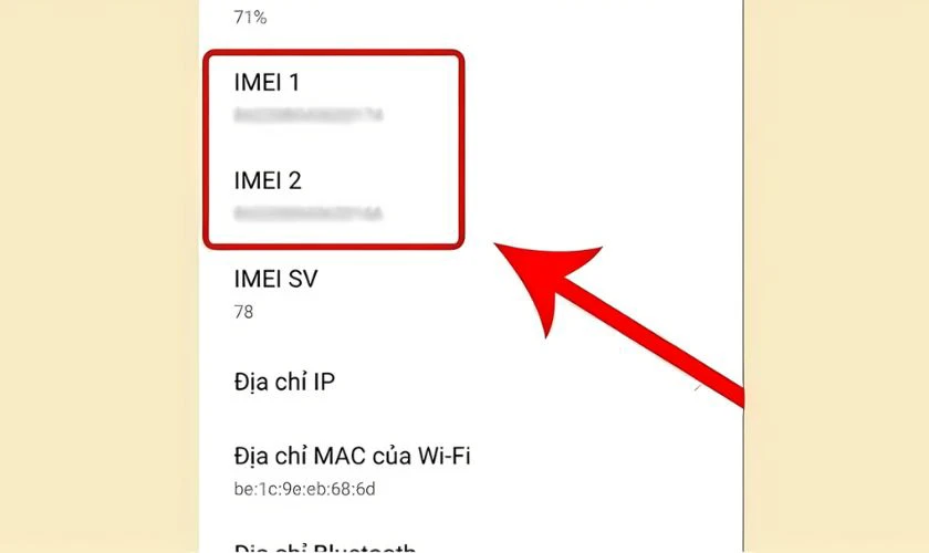 Check iMei OPPO ch&iacute;nh h&atilde;ng trong C&agrave;i đặt