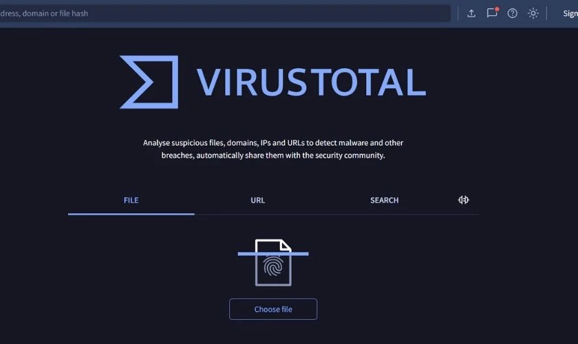 Check virus online với virustotal.com