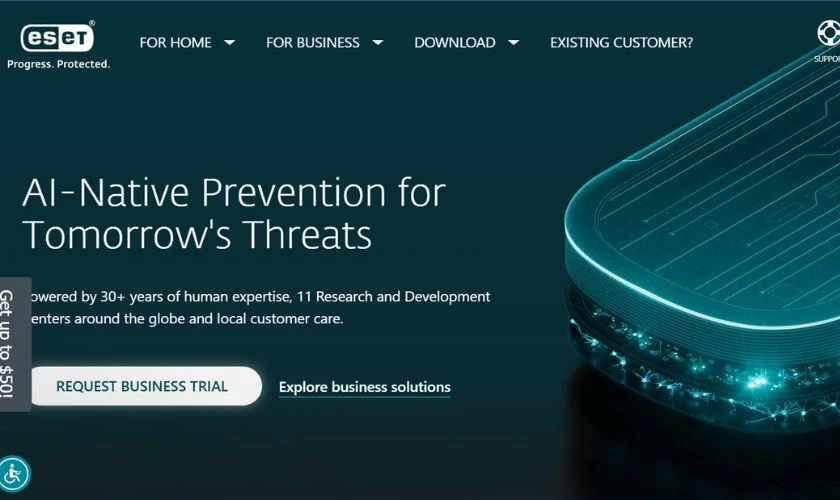 Check virus online với eset.com