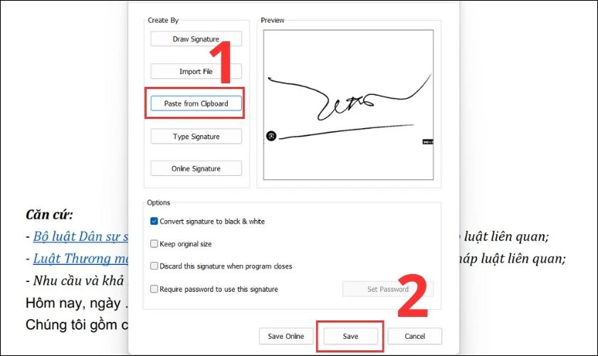 Chọn mục Paste from Clipboard v&agrave; nhấn ph&iacute;m Ctrl + V