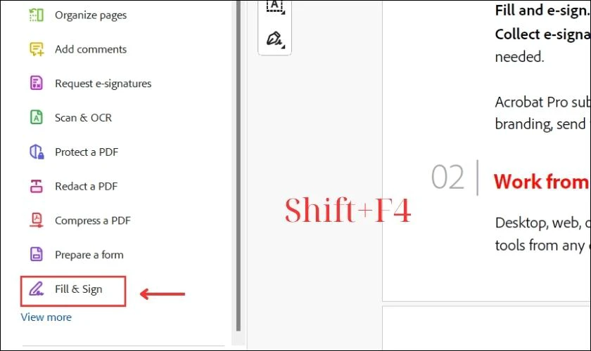 Nhấn tổ hợp Shift+F4 để k&iacute;ch hoạt thanh c&ocirc;ng cụ