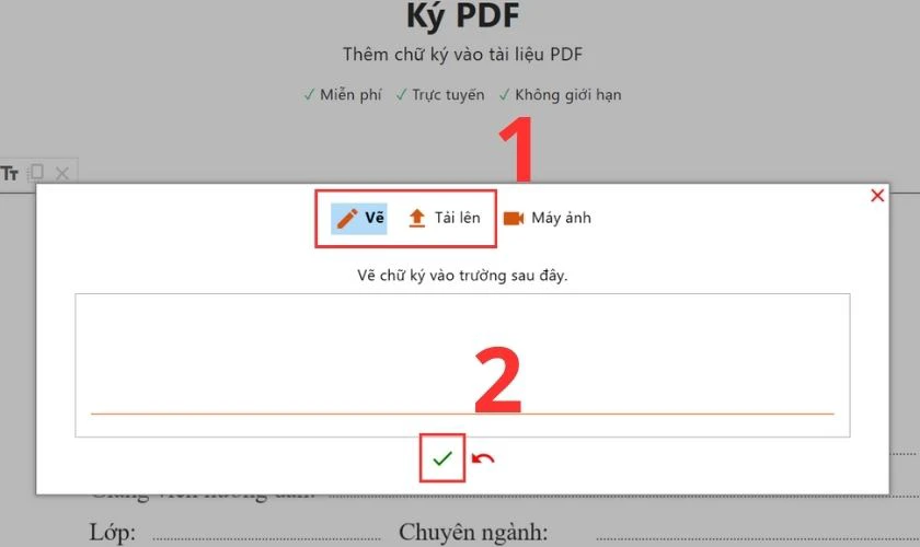 Tạo xong bạn bấm v&agrave;o dấu tick xanh dưới khung