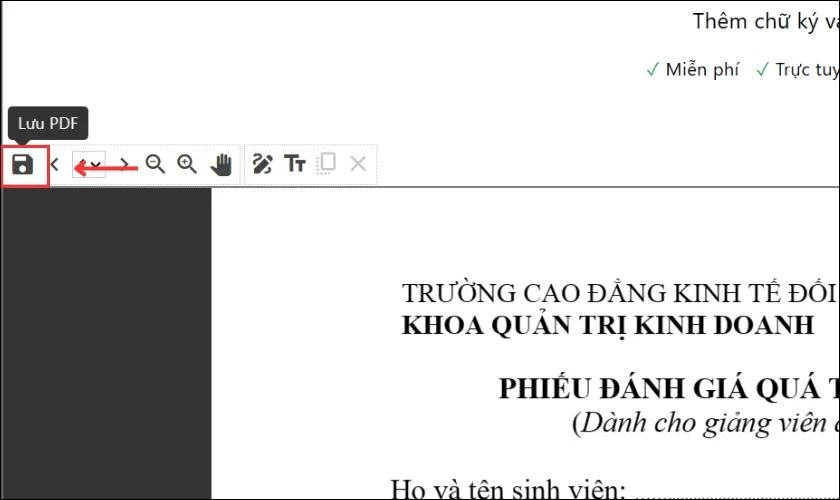 Bấm v&agrave;o biểu tượng Save tr&ecirc;n thanh c&ocirc;ng cụ để tải t&agrave;i liệu về