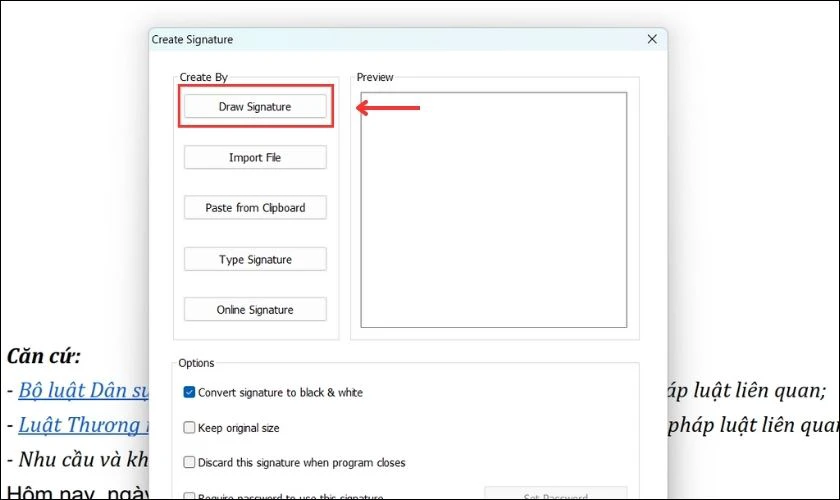 Ch&egrave;n chữ k&yacute; v&agrave;o file PDF bằng Draw Signature