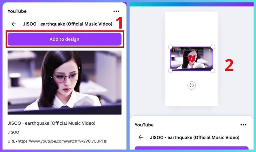 Chọn Add to design để thêm video