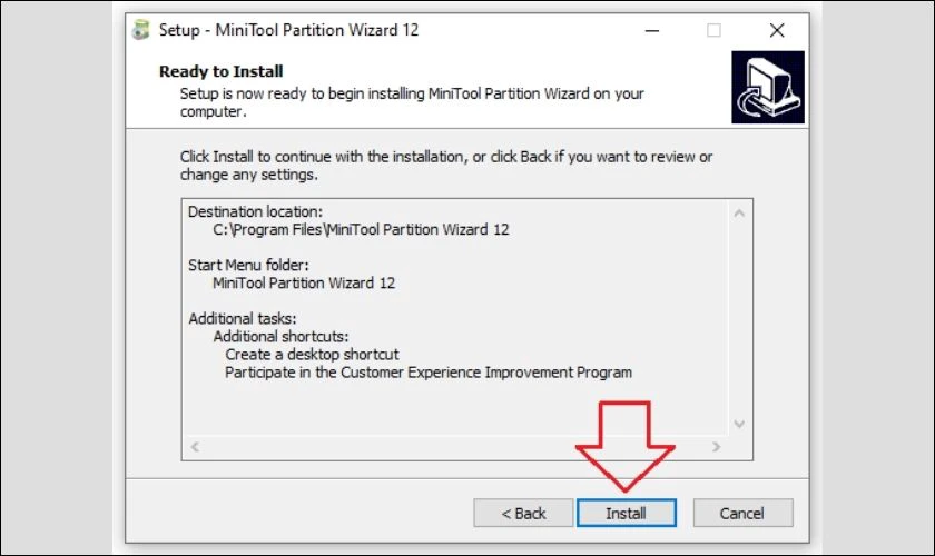 Nhấn Install để cài đặt phần mềm
