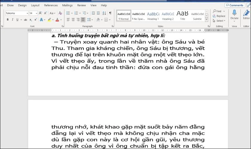 Kết quả sau khi thực hiện chỉnh khoảng c&aacute;ch c&aacute;c k&yacute; tự trong Word