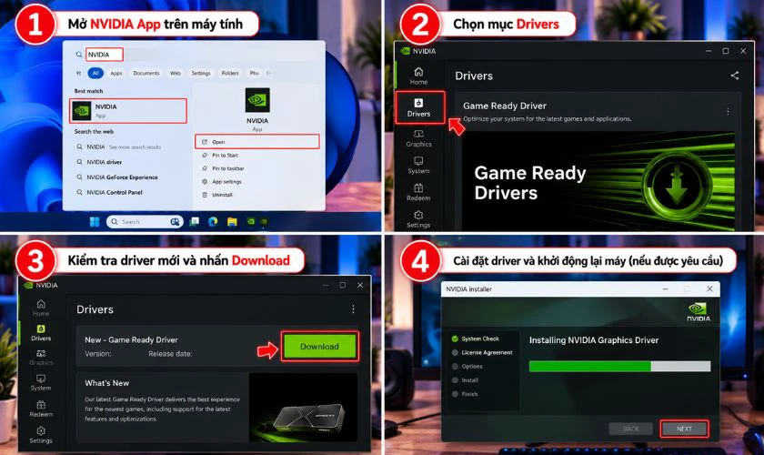 Cập nhật driver khi game bị văng ra màn hình PC
