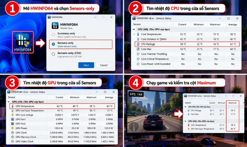 Kiểm tra nhiệt độ CPU và GPU khi chơi game