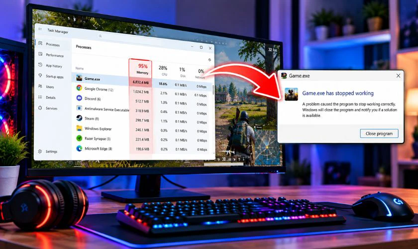 Nguyên nhân đang chơi game bị văng ra màn hình PC?