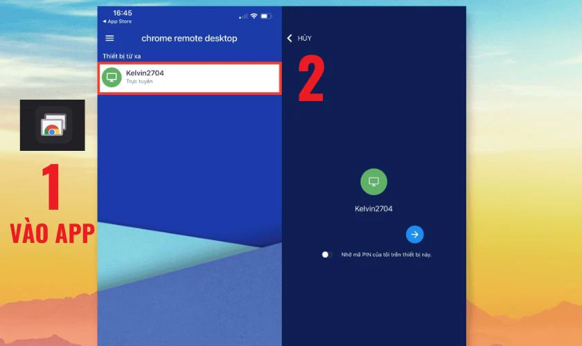 Vào app