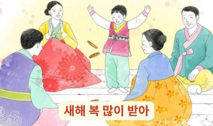 Ảnh chúc tết bằng tiếng Hàn hạnh phúc