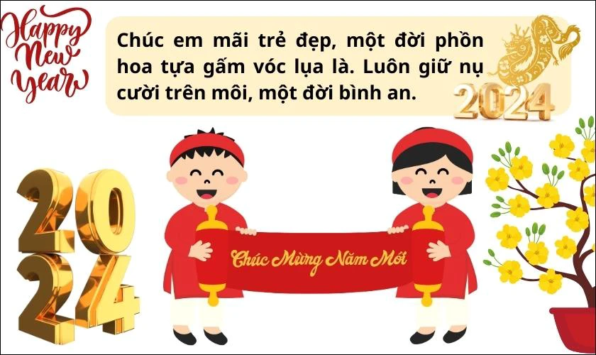 Caption chúc tết em gái mới nhất