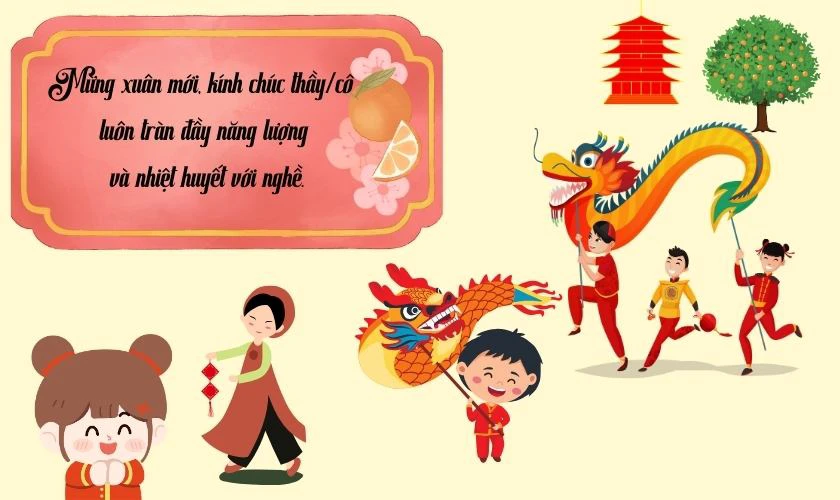 Mẫu chúc Tết thầy cô đang giảng dạy